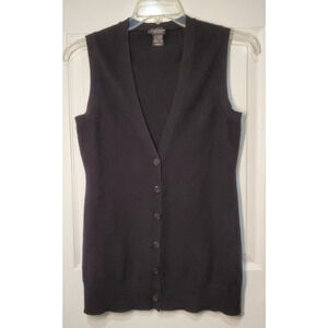 Lord & Taylor 100% Cashmere Sleeveless Cardigan Vest Women’s S Button Front